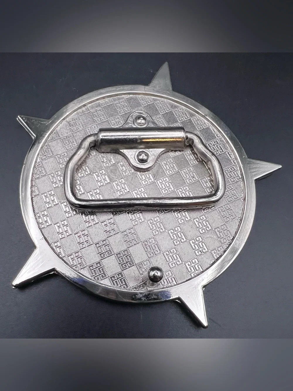Nautical Star In Circle Black & White Punk Rock Metal Belt Buckle Y2K Era